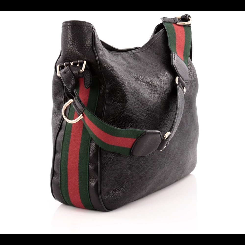 š„SOLDš„RARE Gucci Heritage Web Black Shoulder Bag - Picture 1 of 8